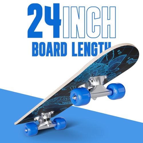 24 inch Rude Boyz Mini Cruiser Skateboard - Aluminium Trucks - Kids Skateboard Ages 5-8 Beginner - Skateboards for Kids