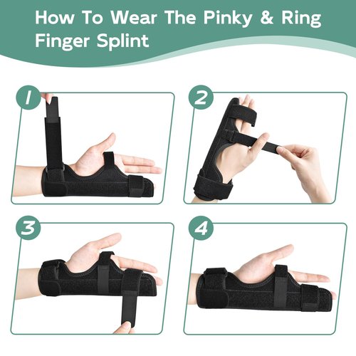 Mezeic Pinky Ring Finger Splint, Boxer Fractures Finger Support for Right & Left Hand, Metacarpal Little Trigger Fingers Immobilizer Straightener Hand Brace for Arthritis, Tendonitis, Pain Relief