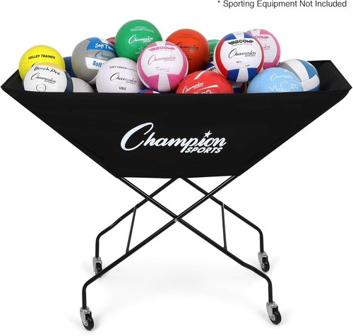 Champion Sports Volleyball Cart - Durable Aluminum Frame for High Volume Practices | 24-40 Ball Storage Capacity