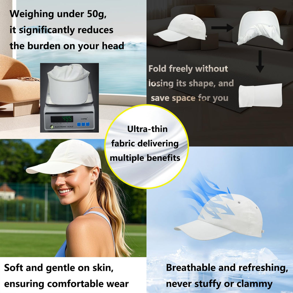 Ultra-Lightweight & Breathable UPF 50+ Baseball Cap, Classic Performance Sun Protection for Golf, Tennis, Travel & Daily Wear(White)