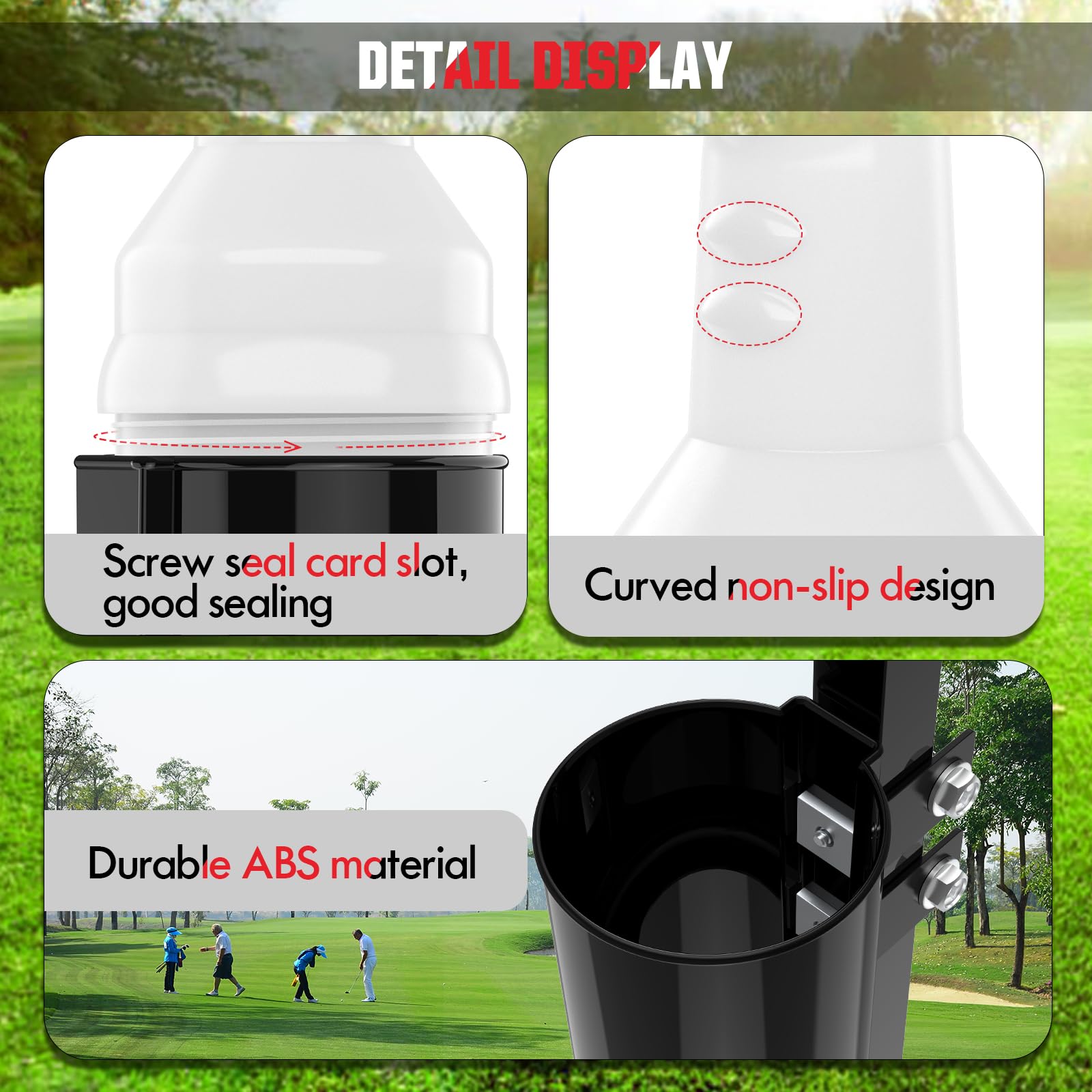 VYYOKMU Golf Cart Sand Bottle 2PCS, No Drilling Universal Golf Sand Divot Filler Container Pots with 1" Square Tube Bracket Fit Club Car, EZGO, YAMAHA Models,Seed Bottle 35 Ounce Large Capacity