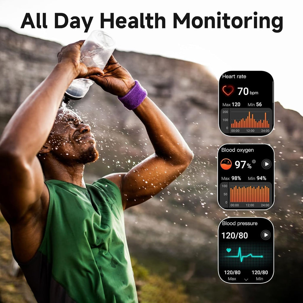 Skiennix Smart Watch - Fitness Tracker with Heart Rate Monitor | Waterproof Design, Black
