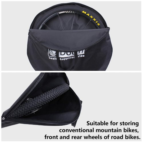 JEELAD Bike Wheel Bag Bicycle Wheelset Bag 26" 27.5" 29" Bike Bicycle Soft Wheel Carrying Mountain Bike Road Bike Cases for Travel Shipping (Black-1 pack, 29inches)