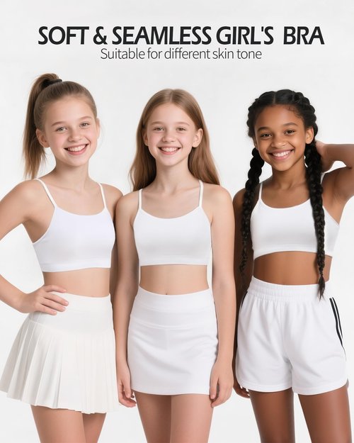 iMuchic Girls Sports Bra Spaghetti Strap Y Back Racerback Training Bra for Girls with Removable Padding White