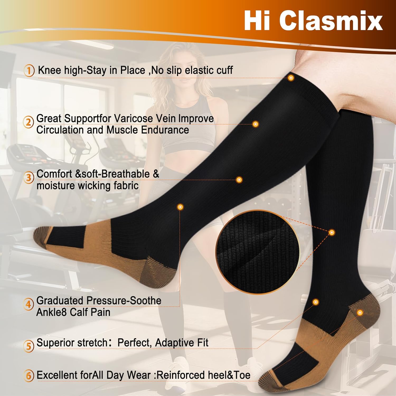 Skiennix Graduated Compression Socks - 20-30mmHg Knee High Support for Travel & Running