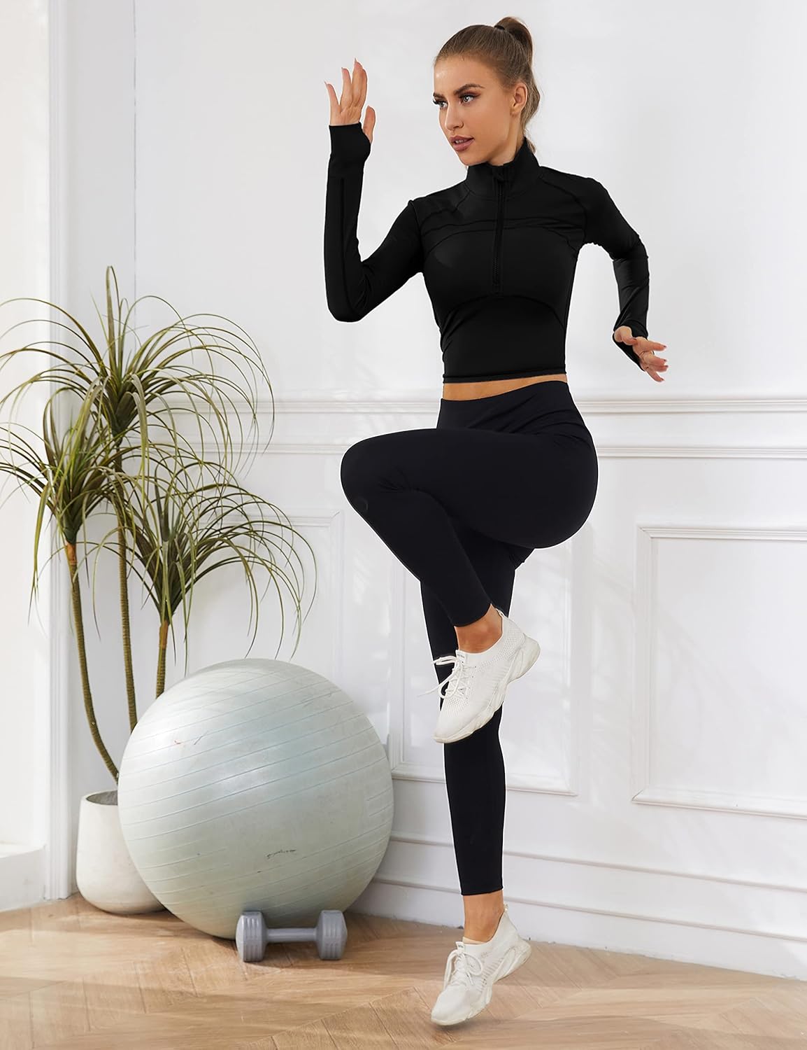 UANEO Long Sleeve Cropped Workout Top - Stylish 1/2 Zip Jacket for Women | Perfect for Gym & Yoga