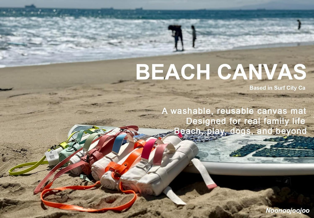 White Picnic Blanket - Large Canvas Beach Mat, Machine Washable, 4'9” × 6'3”