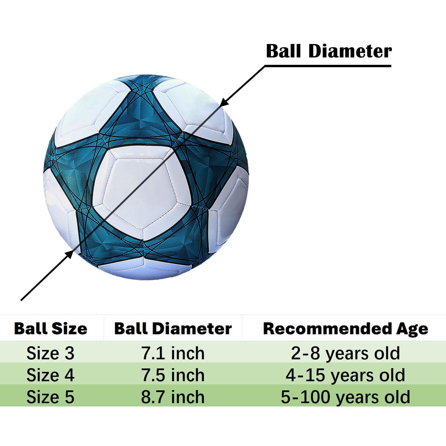 AYANICA Soccer Ball Size 3,4,5 Soft PU for Practice Training Gift Boys Girls Come with Random Color Pump and Needle