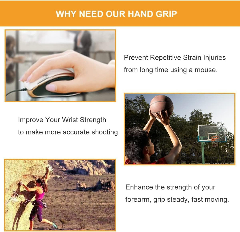 Skiennix Hand Grip Strengthener - 3 Pack (150, 200, 250 lbs) | Forearm & Hand Trainer for Home Gym