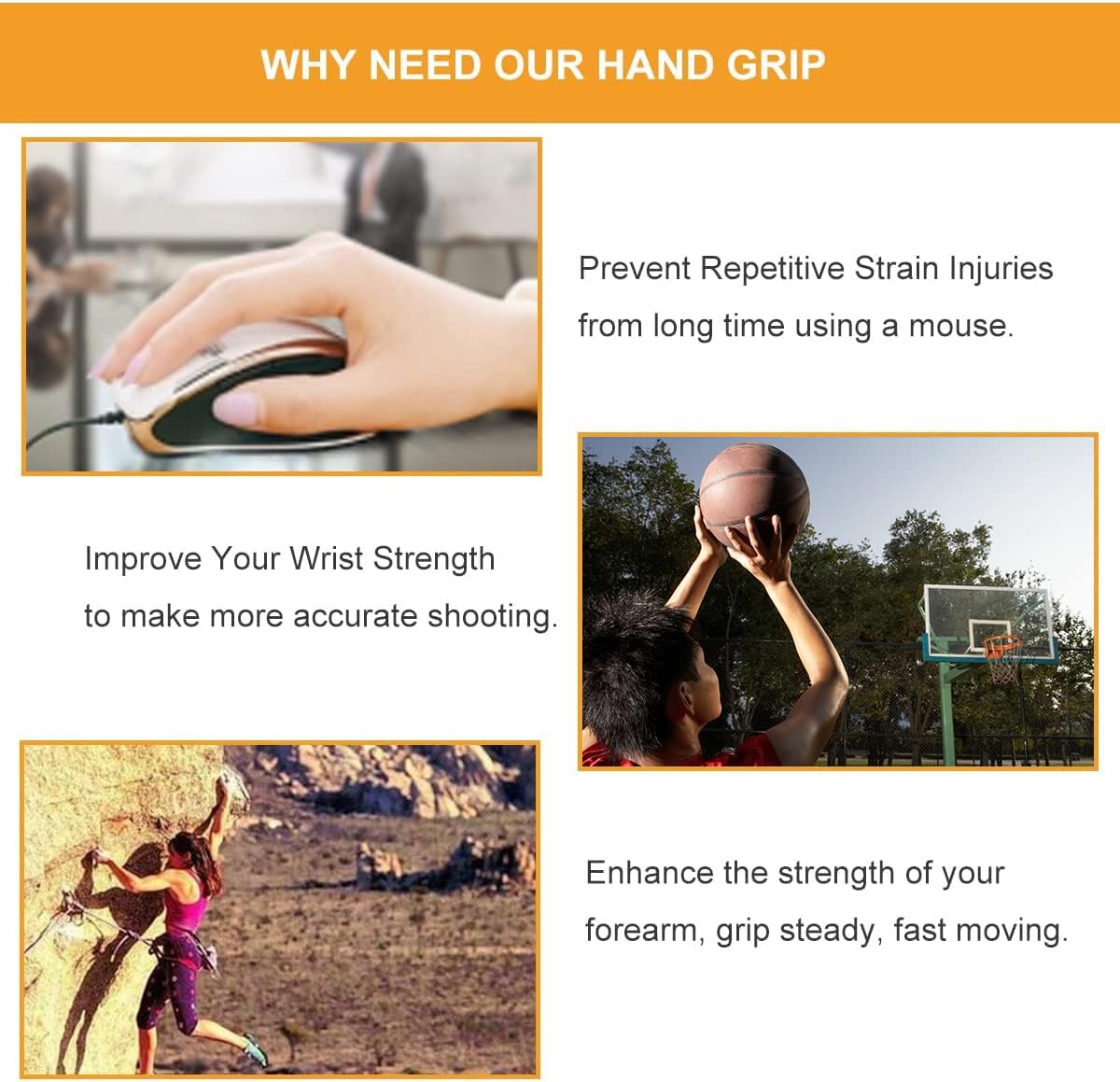 Skiennix Hand Grip Strengthener - 3 Pack (150, 200, 250 lbs) | Forearm & Hand Trainer for Home Gym