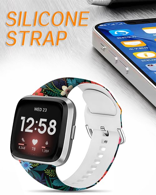 LNZLKING Sport Band Compatible with Versa 4/Versa 3/Sense 2, Elastic Replacement Wristbands Strap for Women & Men (Beautiful Floral)