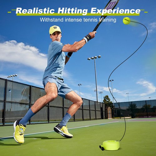 Hikeen Premium Tennis Trainer Rebound with Metal Base,Portable Solo Tennis Trainer Set with 3 Highly Elastic String Balls,Tennis Practice Equipment for Adult Kids an Beginners -Green