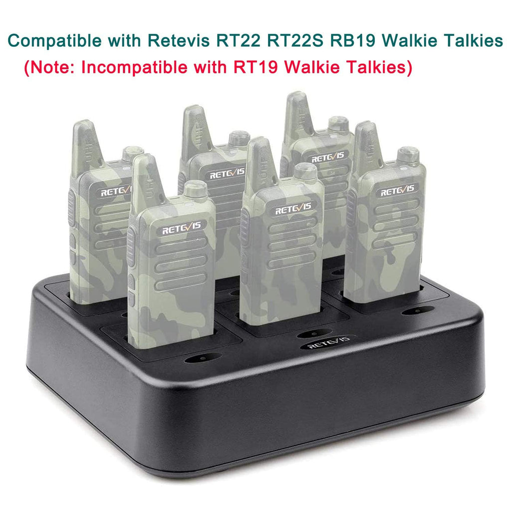 Retevis RT22 Walkie Talkie Charger, Six-Way Charger, Multi Unit Charging Station, Compatible with Retevis RT22 RT22S RB19 RB19P RB39 RB39P Walkie Talkie (1 Pack)