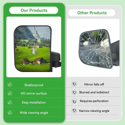 Omgro Golf Cart Side View Mirrors, Golf Cart Mirrors with Turn Signal Light, No Drilling Foldable Golf Cart Side Mirrors Compatible with Ezgo Yamaha ICON Club Car (3 Size Clips)