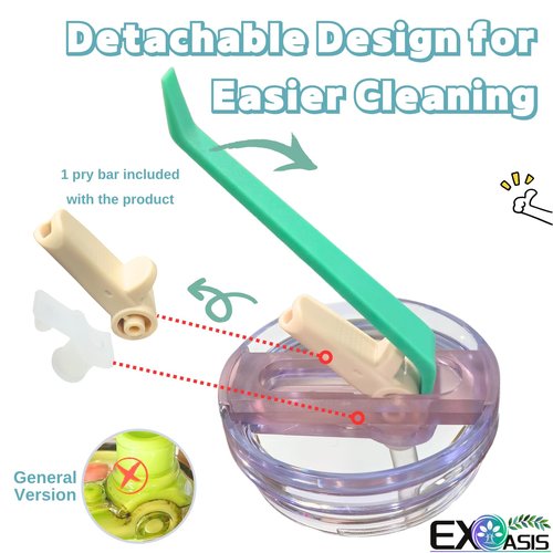 𝐃𝐞𝐭𝐚𝐜𝐡𝐚𝐛𝐥𝐞 Leak Proof Flip Straw Lid Replacement for 40oz Stanley Tumbler,No Spill Accessories with Extended Straw & Detachable Lid