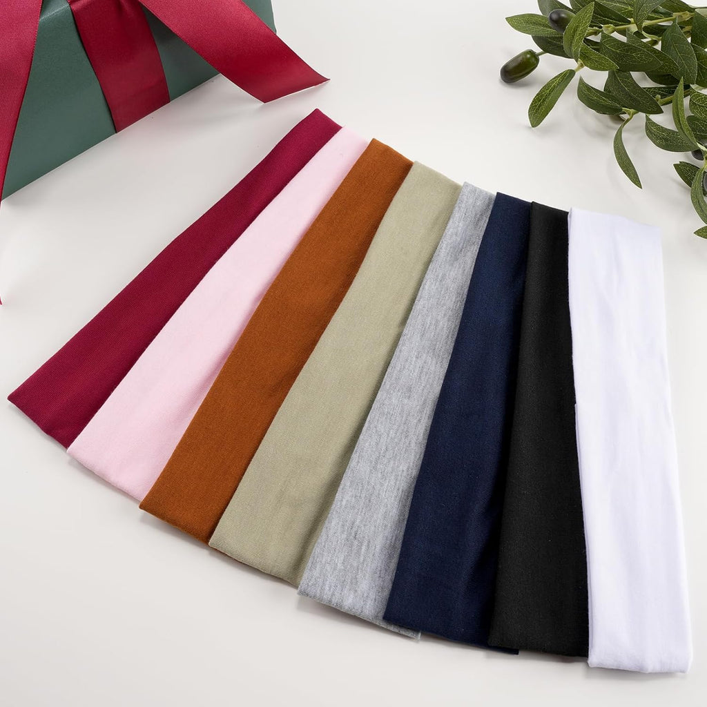 Skiennix 8-Pack Women's Headbands - Soft, Non-Slip Elastic Hair Bands for Yoga & Daily Workouts