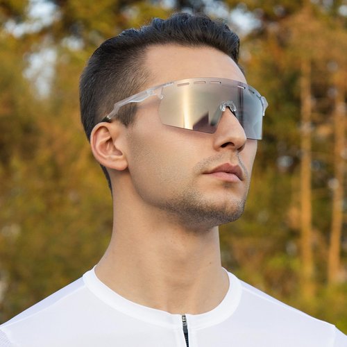 ACRUNU Cycling Glasses with Photochromic Anti-Fog Lens - 6 Vent Holes Insect-Leg Design UV400 Protection Unisex Fit (Gray)