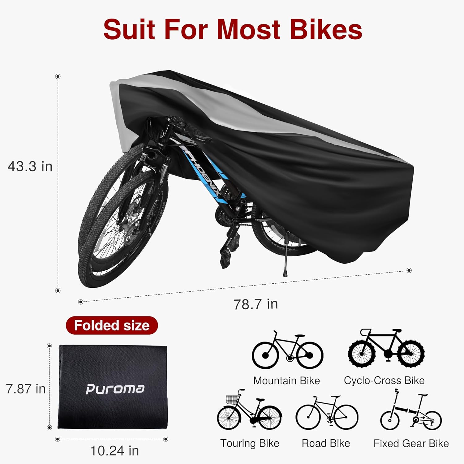 Puroma Bike Cover - Waterproof Outdoor Storage for 1-3 Bikes | UV & Dust Protection with Lock Hole