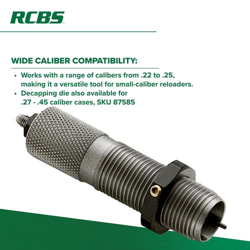 RCBS Decap Die .22-.25 Cal, Universal Decapping Die for Small Caliber Cases