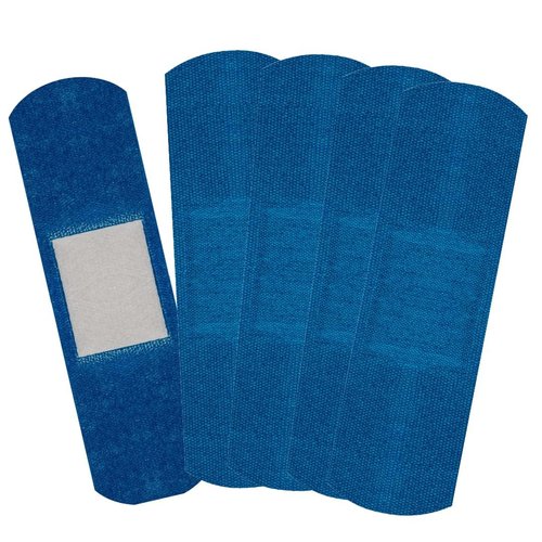Vakly Metal Detectable Blue Fabric Adhesive Bandages 3 x 1 in (200 Pack) – Food Service Flexible Breathable Bandage Strips with Non-Stick Pad, Latex Free for First Aid & Kitchen Safety