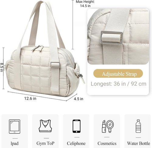 CAMTOP Mini Gym Bag - Quilted Sports Duffel with Wet Compartment & Coin Purse | Ideal for Dance & Yoga
