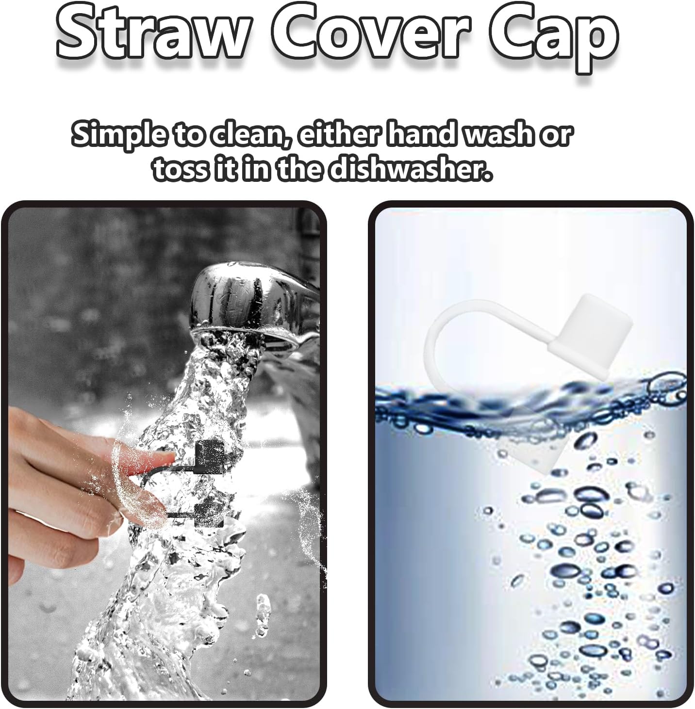 Skiennix 14-Piece Silicone Straw Cover Caps | Fits Stanley 30oz & 40oz Tumblers - Black/White