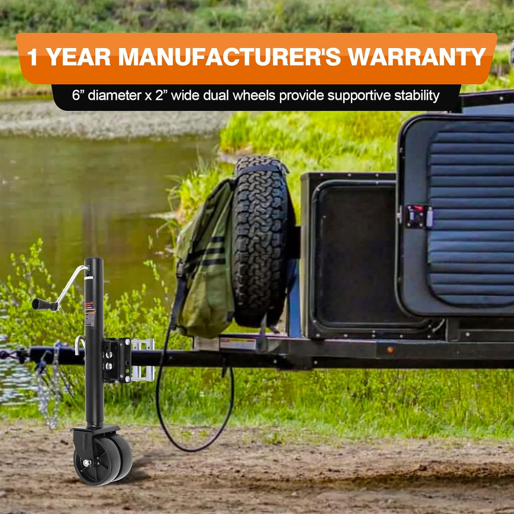 Swivel Boat Trailer Jack - 2000 lbs Heavy Duty Marine Jack with 6" Dual Wheels & 12" Lift Travel