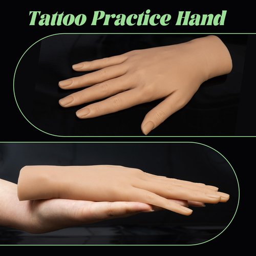 Veikmv Silicone Practice Hand Fake Tattoo Hand,Dummy Fake Tattoo Skin for Tattoo Artists and Beginners