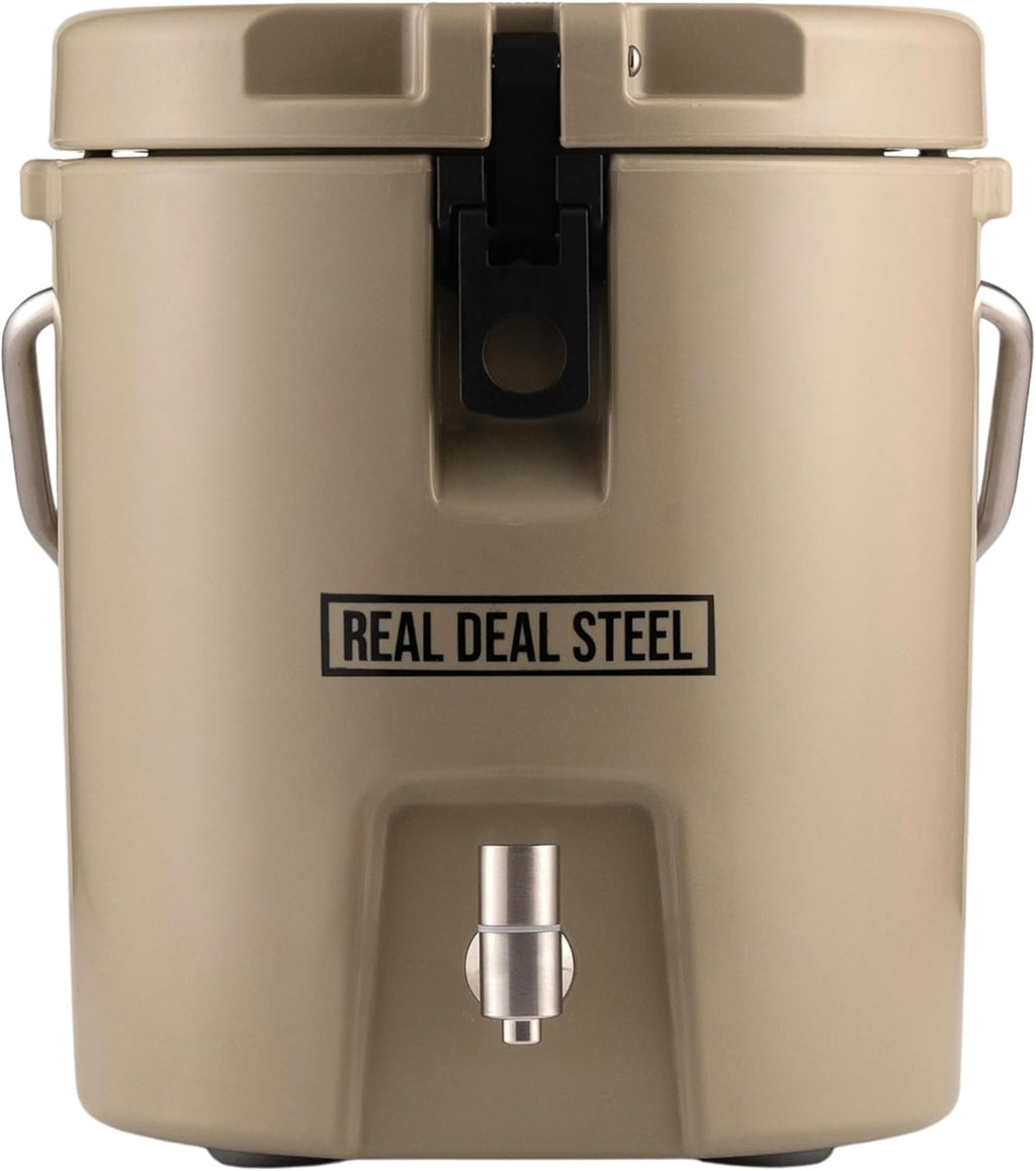 Skiennix Insulated Beverage Dispenser - 2 Gallon Hot Drink Container with Stainless Steel Interior | Perfect for Camping & Parties - Tan