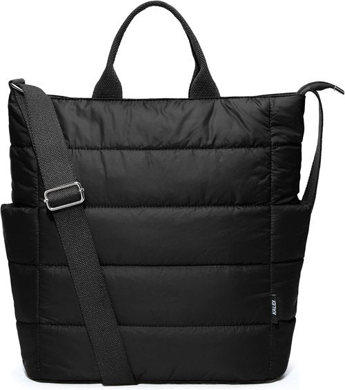 KALIDI Quilted Tote Bag, Puffer Hobo Laptop Bag Anti Splash Crossbody Zipper Shoulder Bag Large Casual Work Daily Women