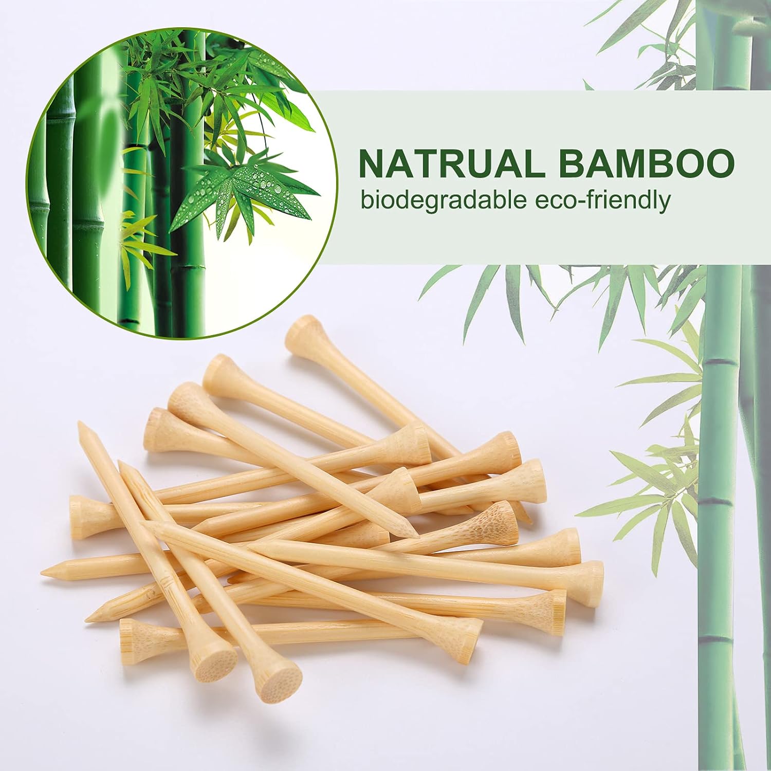 Skiennix Golf Tees - Durable Biodegradable Bamboo | 100 Pcs, 3-1/4" for Enhanced Stability