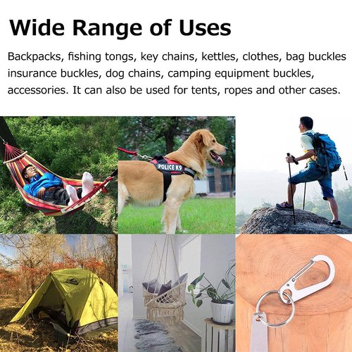 DOKEEP 10PCS Black Dog ID Tag Clips Holder 1.77 Inch Mini Custom Quick Release Hooks EDC Stainless Steel Heavy Duty Carabiner Spring-Load Hook for Dog Cat Collars Harnesses Leash (1.77 Inch)