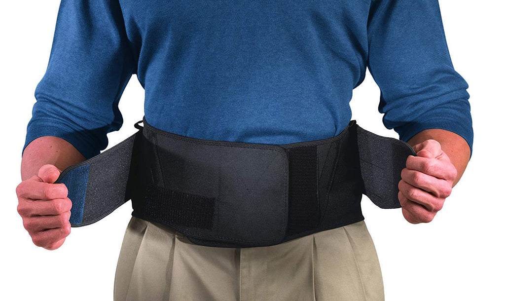 MUELLER Sports Medicine Lumbar Back Brace with Removable Pad, Ideal for Upper and Lower Back Pain, Relief & Support for Men and Women, Strains, Sciatica, Scoliosis, Black, Regular Size