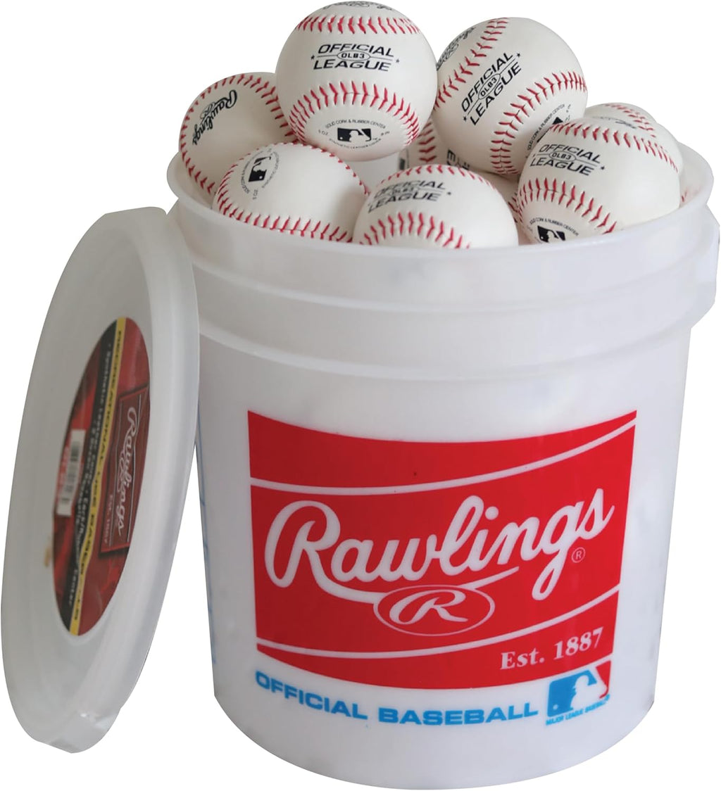 Rawlings Official League Practice Baseballs - Youth 8U | OLB3 | 24 Count Bucket for Recreational Use