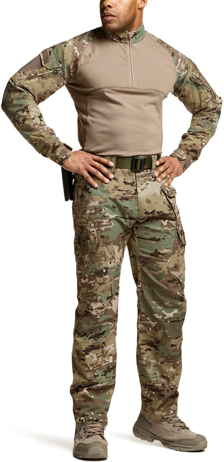 CQR Men's Tactical Pants, Water Resistant Ripstop Cargo Pants, Lightweight EDC Work Hiking Pants, Outdoor Apparel, Duratex Mag Pocket Utility Camo, 28W x 30L
