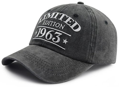 63th Birthday Gifts for Men Women, 63th Birthday Decorations Hats, Limited Edition 1963 63 Year Old Baseball Cap, Retirement Gifts for Grandpa Grandma Black