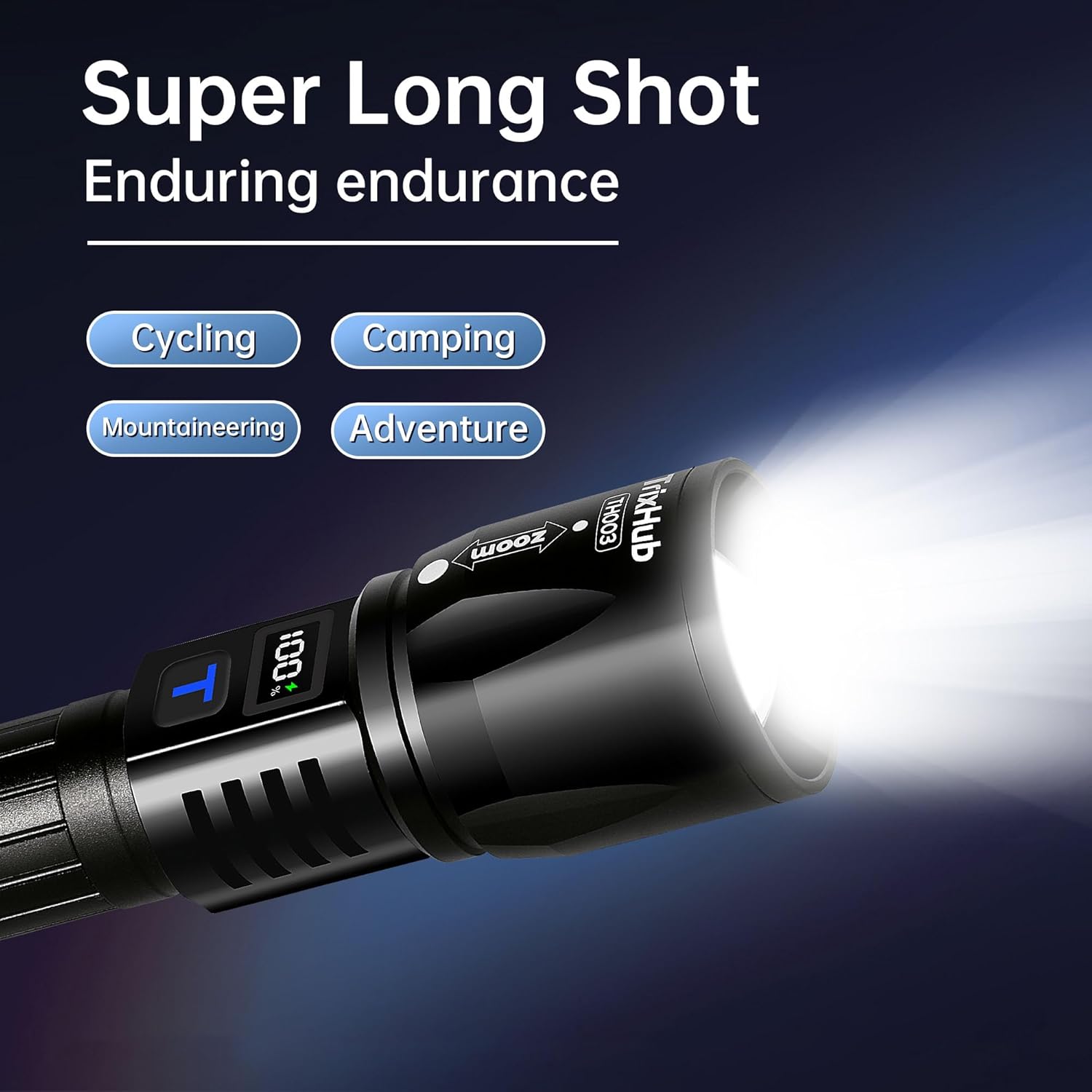TrixHub Rechargeable Flashlights - 99,000 High Lumens | 5-Mode Tactical LED Light with LCD Display, 2-Pack