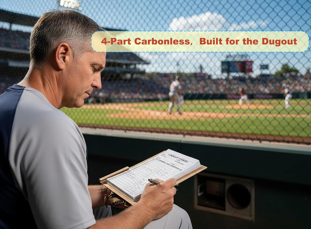 Scorebook Pro | Baseball & Softball Carbonless Lineup Card Book - 4.5x8 in, 100 Sheets, 18 Player Roster