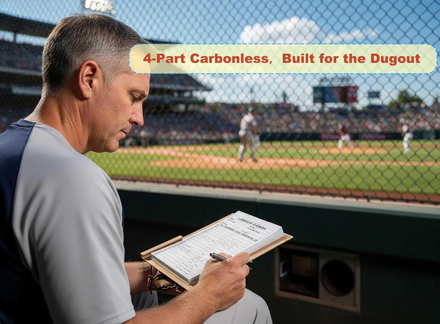 Scorebook Pro | Baseball & Softball Carbonless Lineup Card Book - 4.5x8 in, 100 Sheets, 18 Player Roster