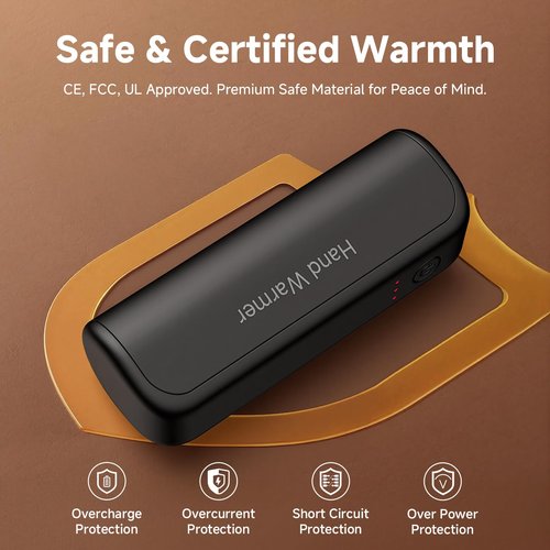 Hand Warmers Rechargeable 2 Pack, Magnetic Electric Hand Warmer 3 Settings Portable Pocket Heater 360°Heating, Gifts for Men Women Camping,Hunting,Golf,Travel Essentials (Black)