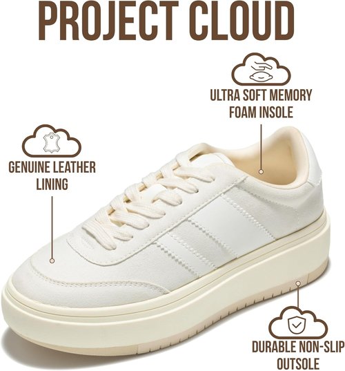 Nita Project Cloud Platform Sneakers for Women - Lightweight Memory Foam Insole | Non-Slip Fashion Footwear