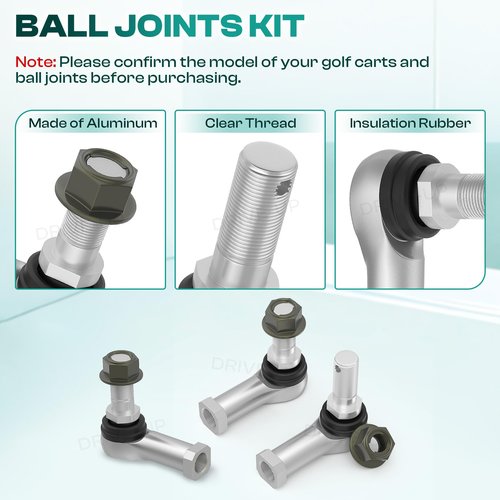 DRIVE UP Golf Cart Tie Rod, Ball Joints and Rack Pinion Drag Link Kit for Club Car DS, Carryall, Turf, Villager 2009-Up Gas and Electric Golf Carts, OEM 103354701 103653401 102022601 102022602