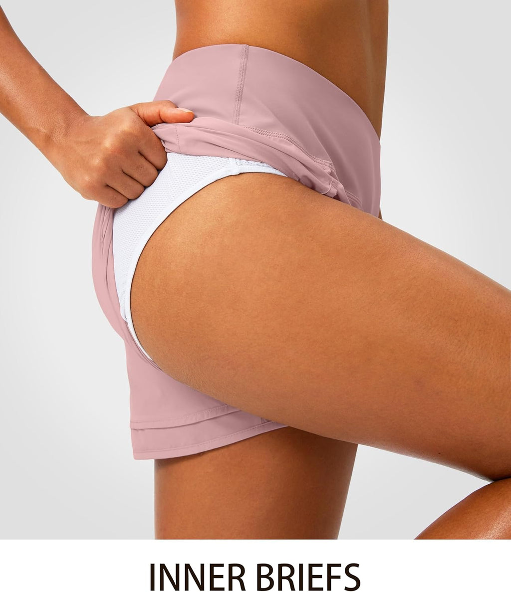 Soothfeel Women's Running Shorts - High Waisted Quick-Dry 3-Inch Athletic Shorts with Zipper Pocket