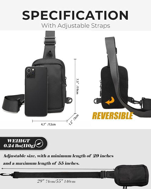 GORELAX Small Crossbody Sling Bag Compact Chest Pack for Men Women EDC Phone Purse Running Hiking Travel