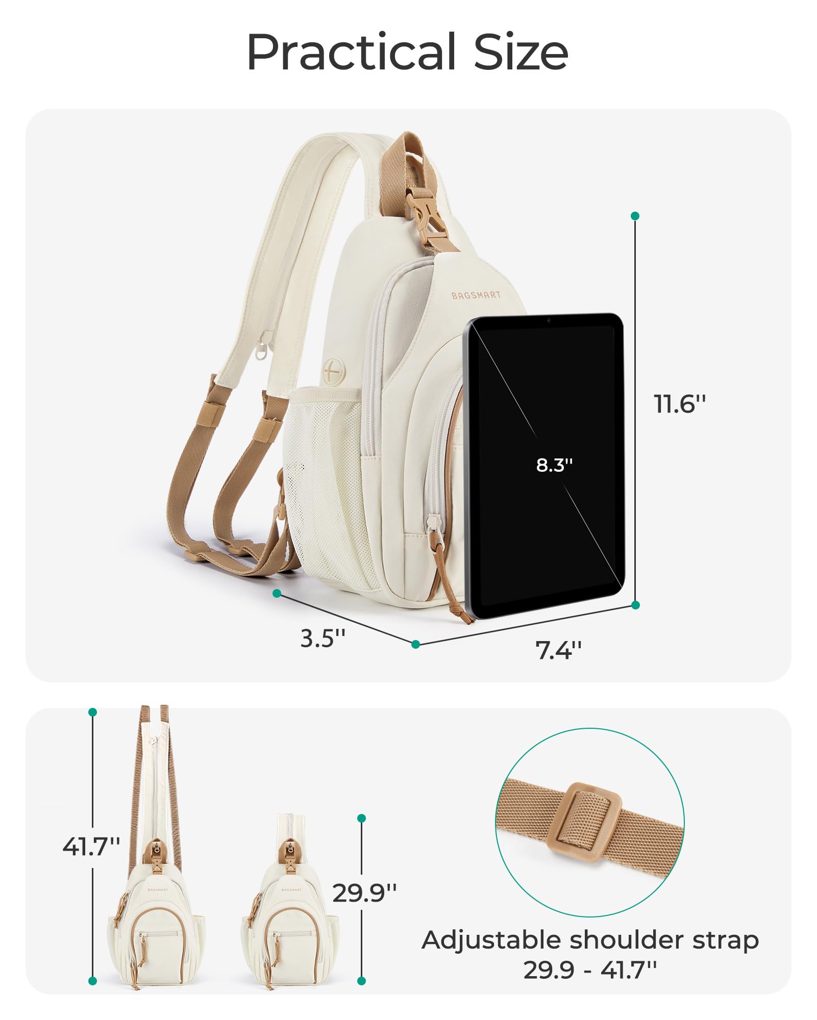 BAGSMART Small Crossbody Sling Bag for Men Women, Small Sling Backpack Shoulder Bag, Anti-Theft Chest Daypack