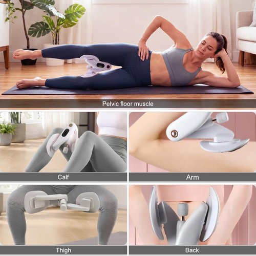 Inner Thigh & Pelvic Floor Trainer for Women – Adjustable Hip Toner with LED Counter, Multifuctional Full-Body Sculpting Kegel Exerciser for Home & Postpartum Strengthening (White)