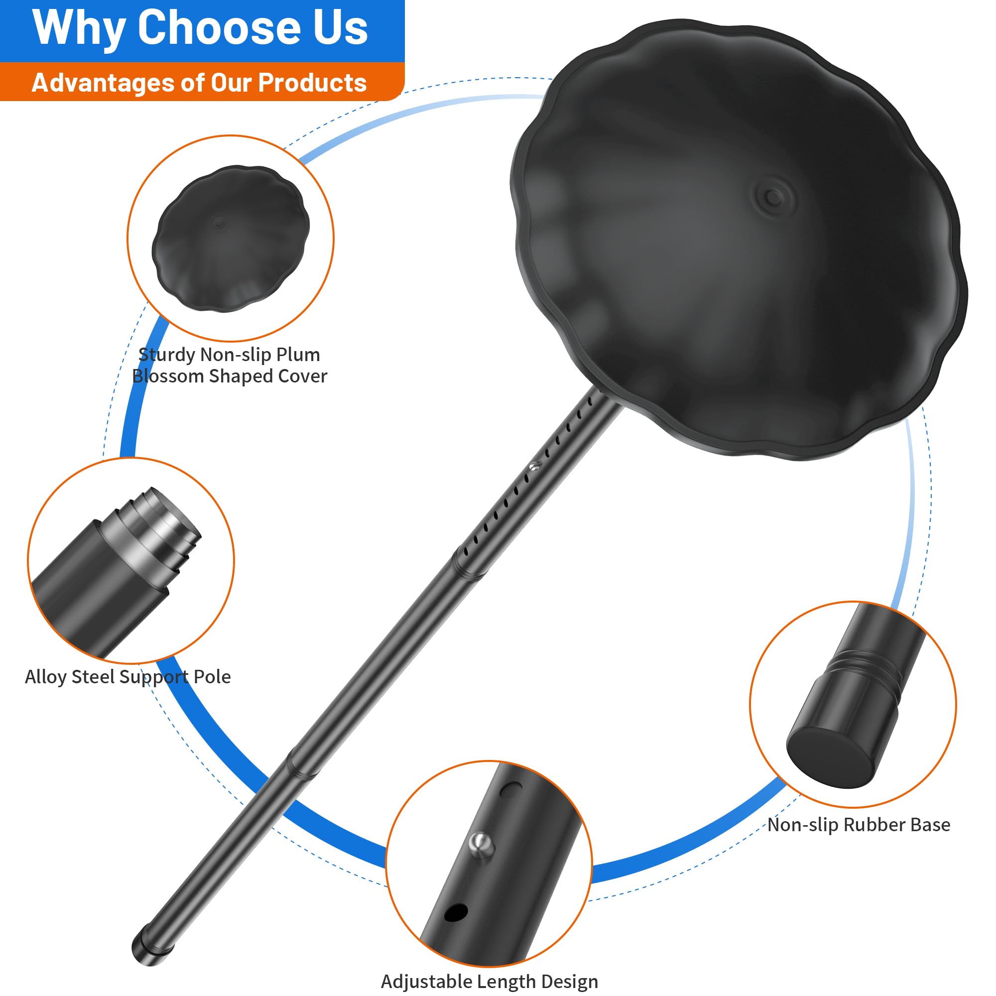 Scisum Golf Travel Bag Support Pole - Heavy-Duty Alloy Steel Golf Club Protector with ABS Cover, Adjustable 27-56 Inch, Tool-Free Installation for Travel Bags