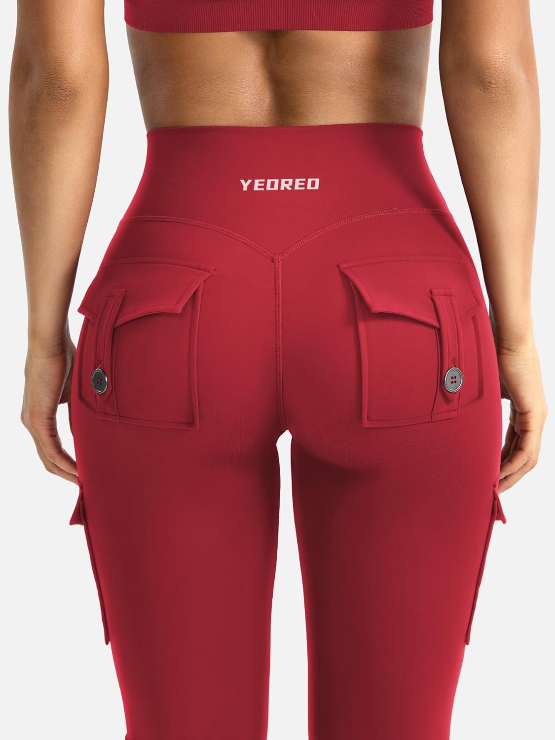 YEOREO CoreFlex Women's High-Waisted Flare Leggings - Hidden Pockets, No Front Seam, Comfortable Fit