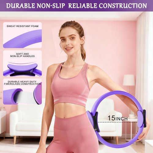 Home Pilates Kit for Women, Pilates Ring Set, Pilates Equipment Kit for Women Home Workouts, Pilates Essentials Kit with 15’’ Pilates Ring and Ball, Resistance Bands for Strength, Toning, Flexibility