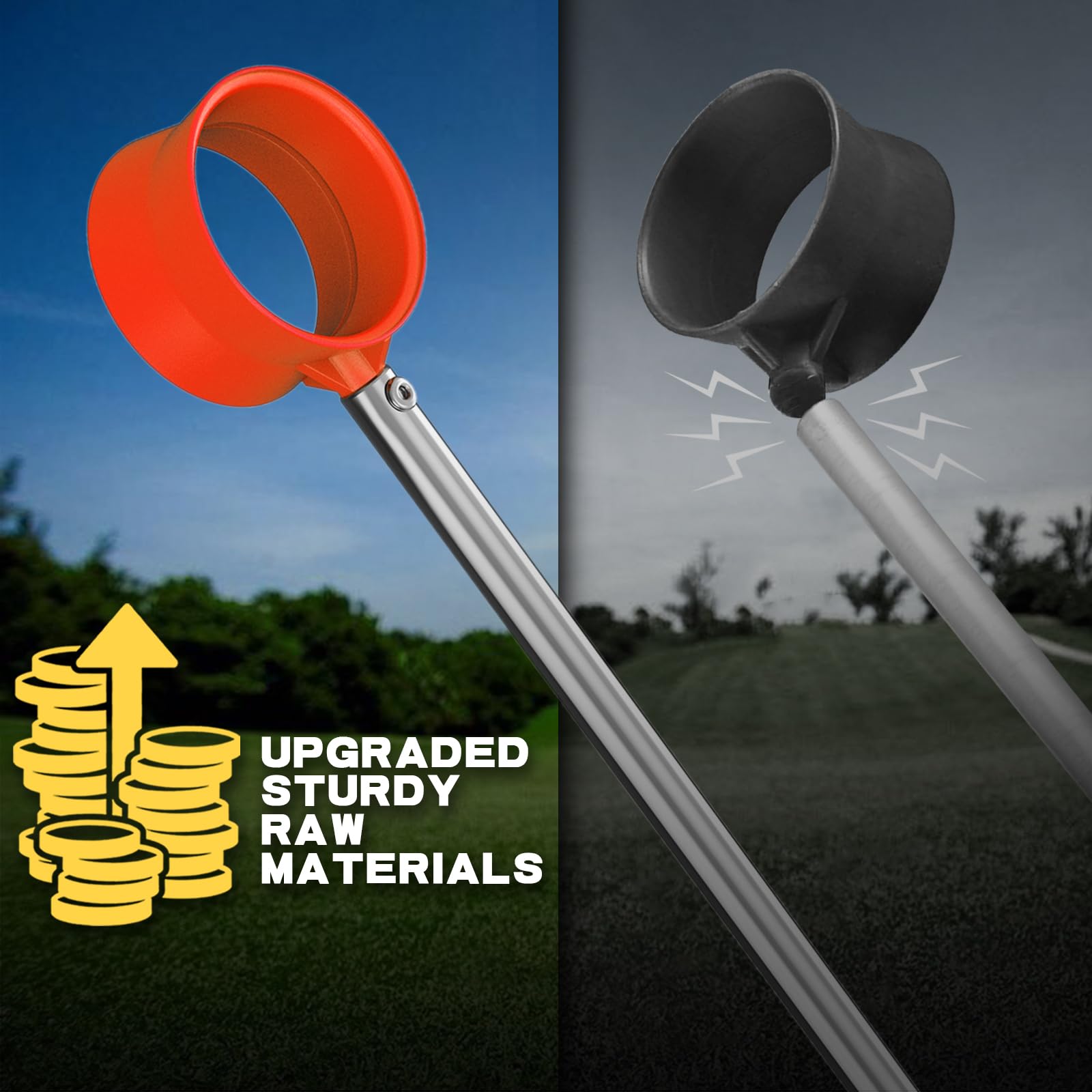 SVEAGLES Golf Ball Retriever Telescopic for Water, 12Ft/9Ft Two-Sided Golf Ball Grabber Stainless Steel Ball Retriever Tool Golf Ball Picker Golf Accessories